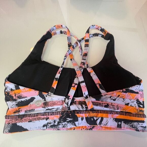 Lululemon Multicolor Print Athletica Energy Strappy Sports Bra Size 4 - Picture 2 of 5